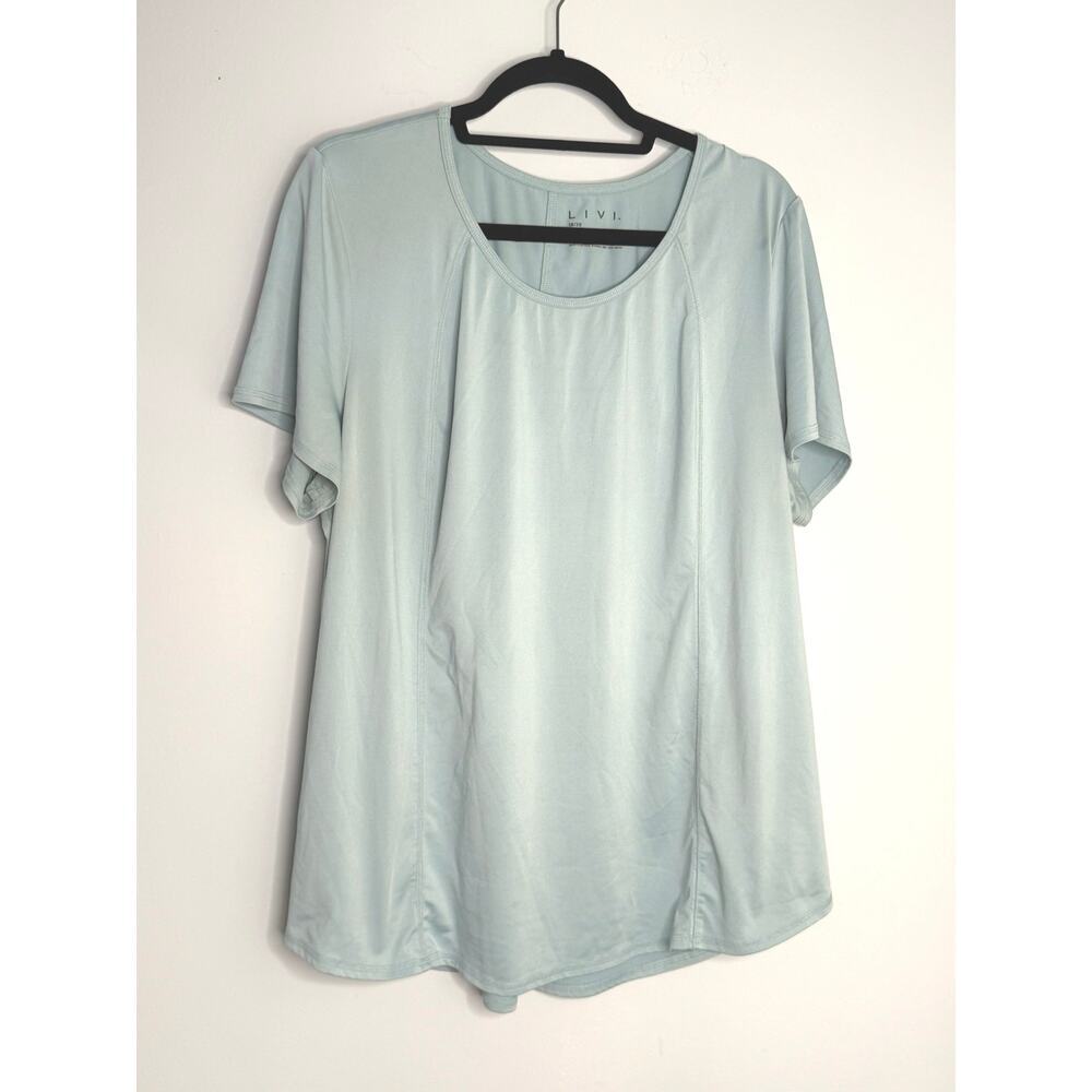 LIVI Light Blue Athleisure Performance Round Neck Short Sleeve T shirt  18/20